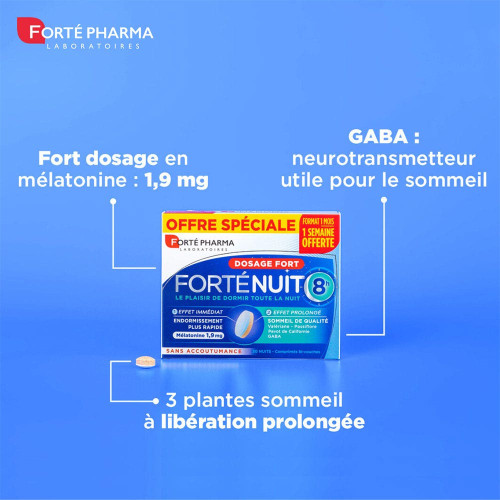 FortéNuit 8h 30 Comprimés - Sommeil Profond et Naturel