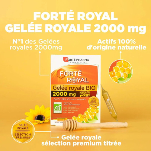 Forte Pharma Gelée Royale Bio 2000mg 20 Ampoules - Boost Immunité