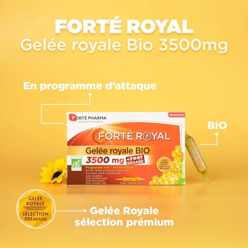 Forté Pharma Gelée Royale Bio 3500mg 10 Ampoules - Boost Énergie
