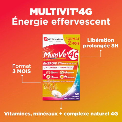 Forte Pharma MultiVit'4G Energie 30 Comprimés - Boost Immédiat