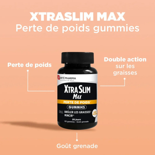 XtraSlim Max 60 Gummies - Aide à Brûler Graisses et Contrôler Poids
