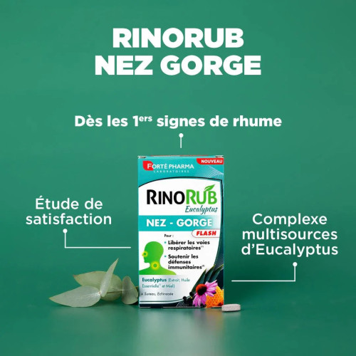 Nez et Gorge Flash 15 Comprimés RinoRub Eucalyptus Forté Pharma