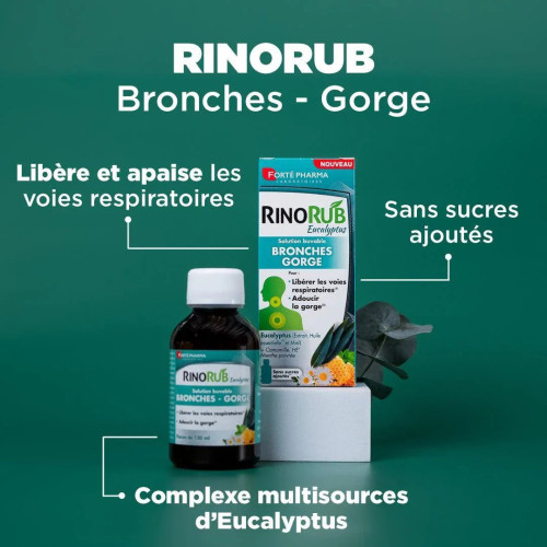 Solution Buvable Bronches et Gorge 120ml RinoRub Eucalyptus Forté Pharma