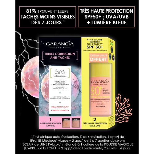 ECLAIR DE LUNE FOUDROYANTE : Coffret Anti-Taches SPF50+ Garancia