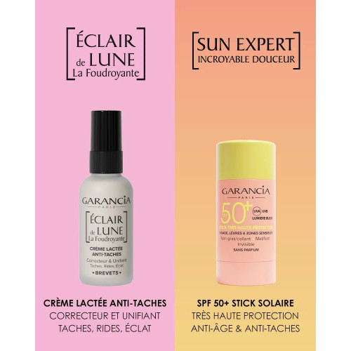 ECLAIR DE LUNE FOUDROYANTE : Coffret Anti-Taches SPF50+ Garancia