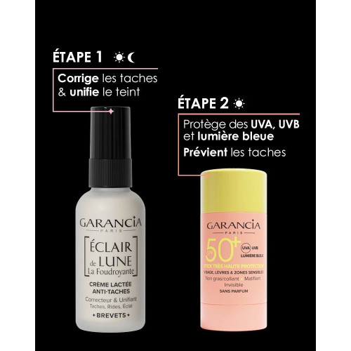 ECLAIR DE LUNE FOUDROYANTE : Coffret Anti-Taches SPF50+ Garancia