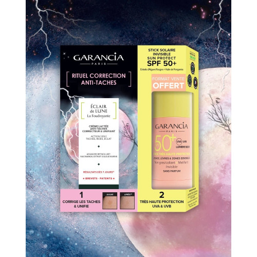 ECLAIR DE LUNE FOUDROYANTE : Coffret Anti-Taches SPF50+ Garancia