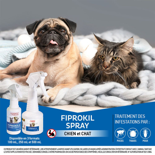 Clement Thekan Fiprokil Spray 100mL - Anti-Puces Tiques Poux
