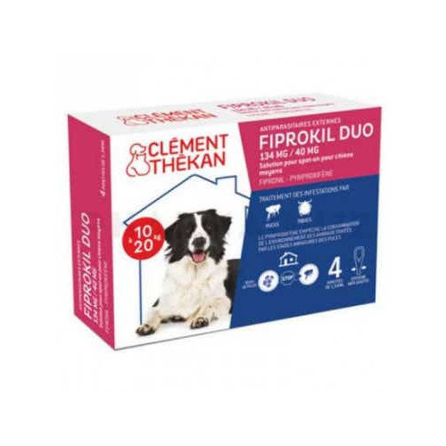 Fiprokil Duo Chien 10-20Kg 4 Pipettes - Anti-puces et tiques