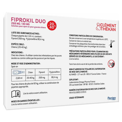 Fiprokil Duo Chien 4 Pipettes - Protection 7 Semaines
