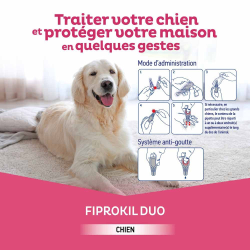 Fiprokil Duo Chien 4 Pipettes - Protection 7 Semaines