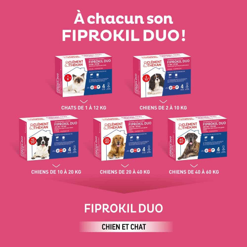 Fiprokil Duo Chien 4 Pipettes - Protection 7 Semaines