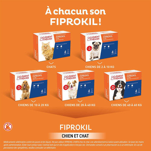 CLEMENT THEKAN Fiprokil 50mg Chat 4 Pipettes - Anti-Puces et Tiques