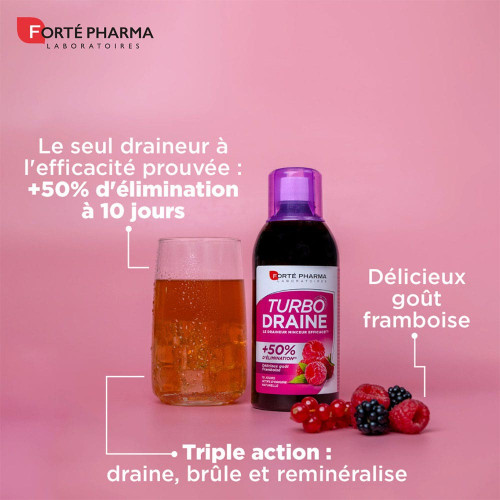 FORTE PHARMA Turbodraine Framboise 2x500ml - Elimination et Minceur