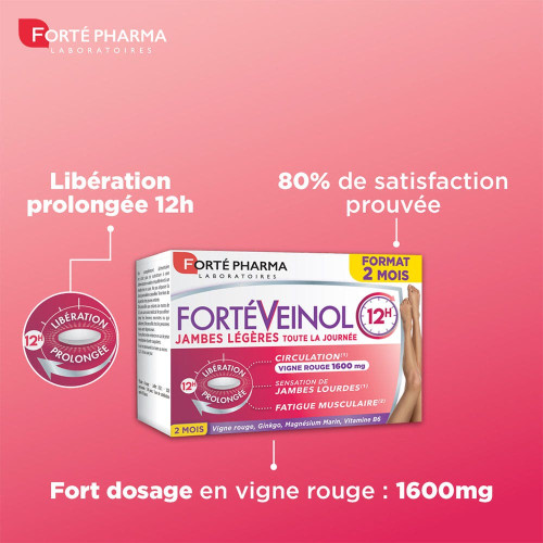 FortéVeinol 60 Comprimés - Jambes Légères 12h Non-Stop