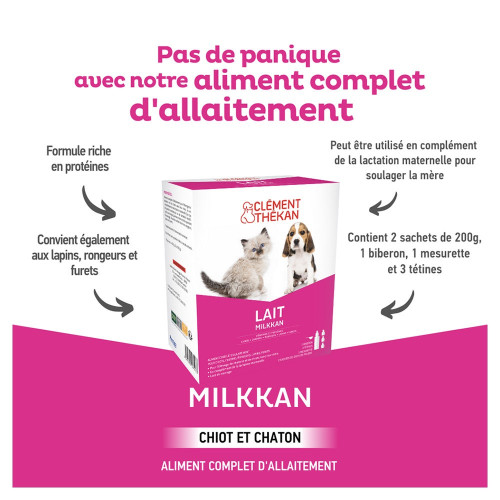 Clément Thékan Milkkan 400g - Lait pour Chiots et Chatons Orphelins