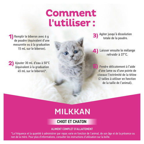 Clément Thékan Milkkan 400g - Lait pour Chiots et Chatons Orphelins