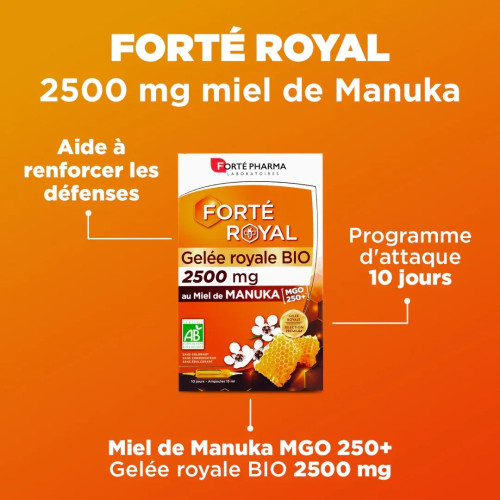 Forté Pharma Gelée Royale 2500 mg 10 Ampoules Immunité Boostée Pharma360