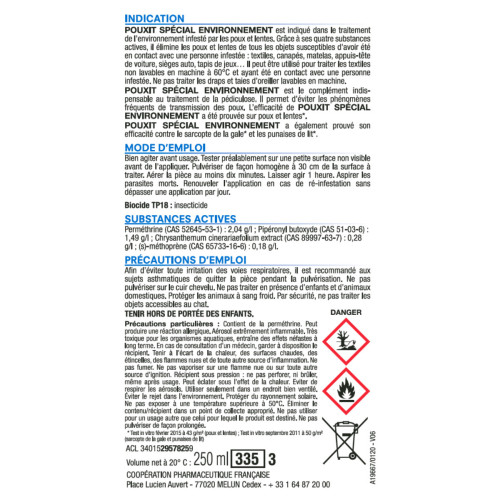 COOPER Pouxit Spray 250mL - Élimine poux et lentes