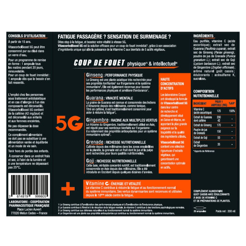 Cooper Vitascorbol Boost 20 Ampoules - Énergie et Immunité Renforcées