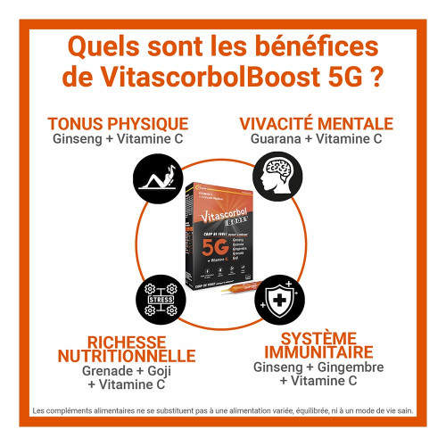 Cooper Vitascorbol Boost 20 Ampoules - Énergie et Immunité Renforcées