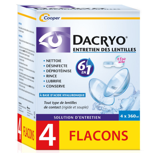 COOPER Dacryo Kit Entretien Lentilles 1440ml - Nettoie et Lubrifie