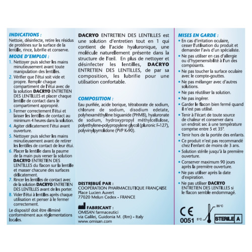 COOPER Dacryo Kit Entretien Lentilles 1440ml - Nettoie et Lubrifie