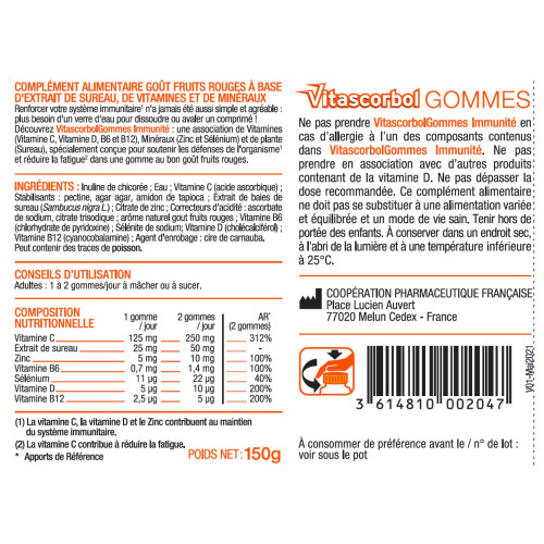 COOPER Vitascorbol 50 Gommes - Renforce Immunité, Diminue Fatigue