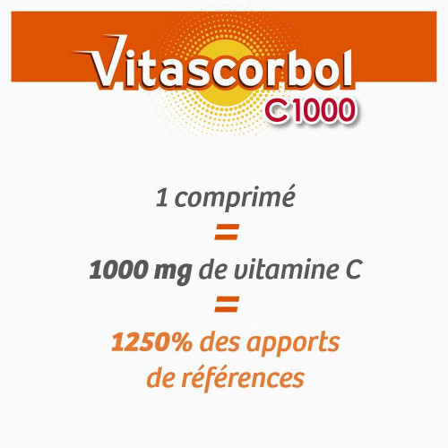 COOPER Vitascorbol 1G: 20 Comprimés Effervescents Vitamine C