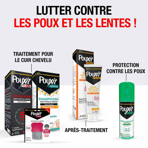 POUXIT FLASH Traitement Anti-Poux et Lentes 2 x 150 ml