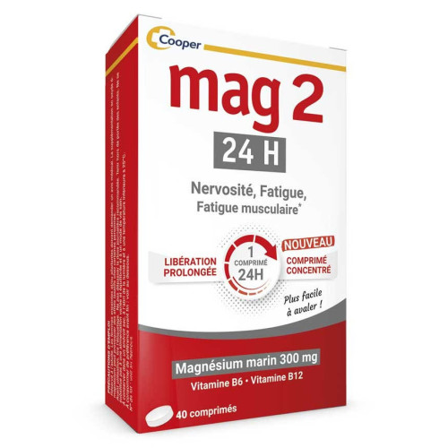 MAG 2 24H Magnésium Marin, Vitamines B6 et B12 - 40 comprimés