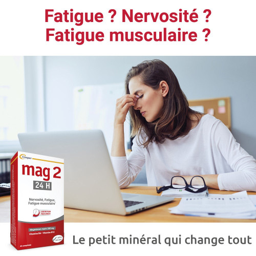 MAG 2 24H Magnésium Marin, Vitamines B6 et B12 - 40 comprimés