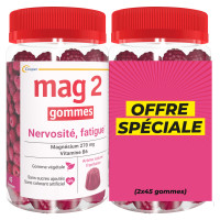 Mag 2 Magnesium + Vitamine B6 Framboise 2 x 45 gummies