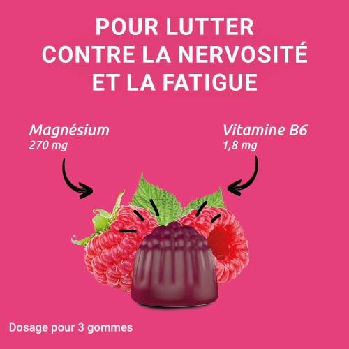 Mag 2 Magnesium + Vitamine B6 Framboise 2 x 45 gummies
