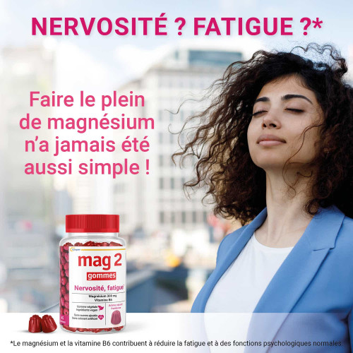 Mag 2 Magnesium + Vitamine B6 Framboise 2 x 45 gummies