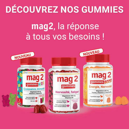 Mag 2 Magnesium + Vitamine B6 Framboise 2 x 45 gummies