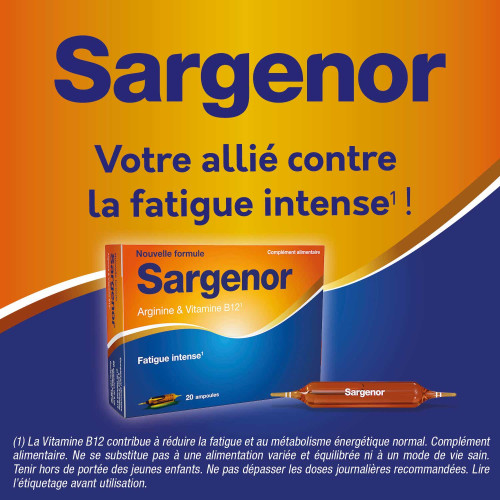 Sargenor Arginine Vitamine B12 20 ampoules Combat Fatigue Intense