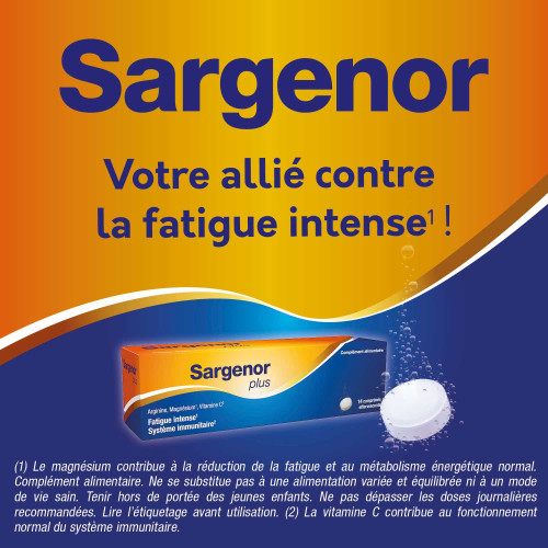 Sargenor Plus Arginine Magnésium Vitamine C 14 Comprimés Fatigue Intense