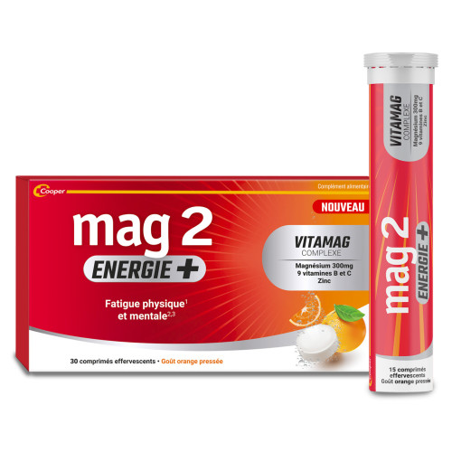 COOPER Mag 2 Energie+ 30 comprimés Effervescents Anti-Fatigue Physique et Mentale
