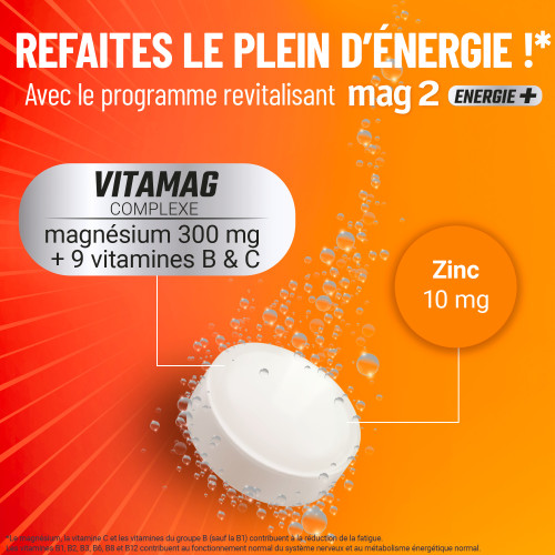 COOPER Mag 2 Energie+ 30 comprimés Effervescents Anti-Fatigue Physique et Mentale