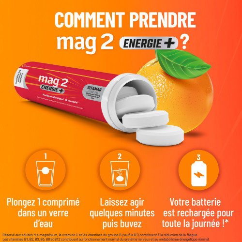 COOPER Mag 2 Energie+ 30 comprimés Effervescents Anti-Fatigue Physique et Mentale