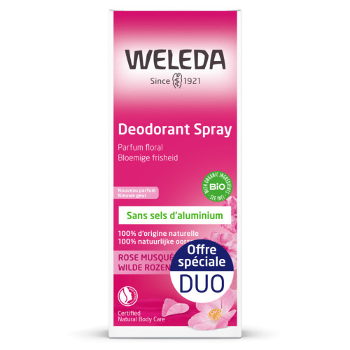 WELEDA Rose Musquée Déodorant Spray 24H 2x100ml - Naturel et Féminin