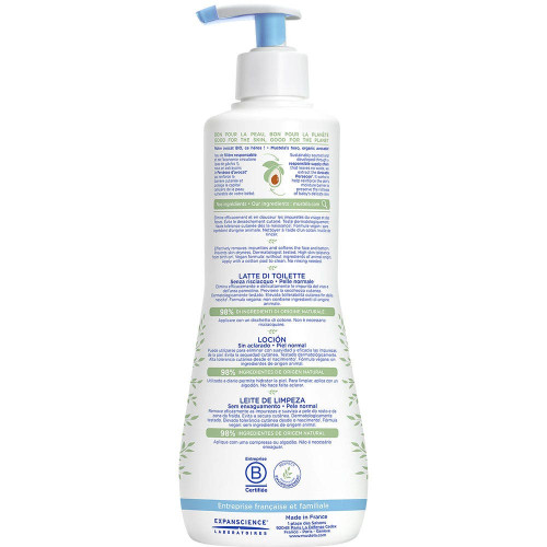 Mustela Lait de toilette sans rinçage 500ml Nettoie Douceur Bébés
