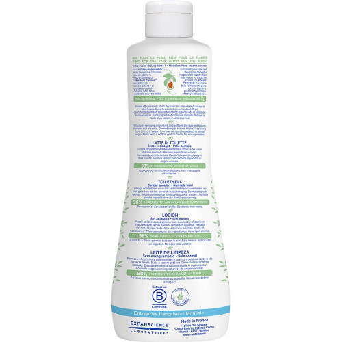 Mustela Lait de Toilette Sans Rinçage 750 ml Nettoyage Doux Bébé