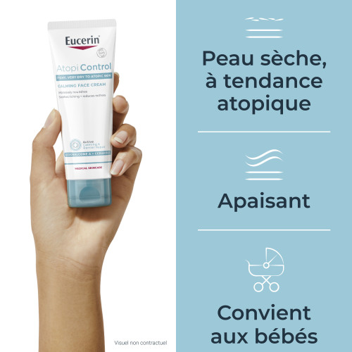 Eucerin AtopiControl Crème Visage 50mL - Apaise Peaux Sèches
