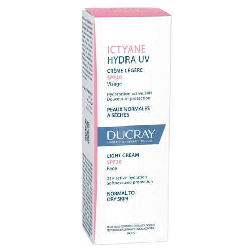 Ducray Ictyane Hydra UV 40ml - Hydratation 24h, Peaux Sèches