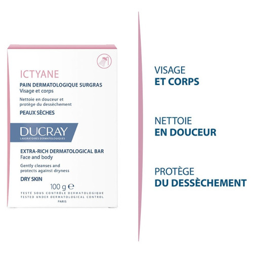 Ducray Ictyane Pain Dermatologique 100g - Soin Peaux Sèches