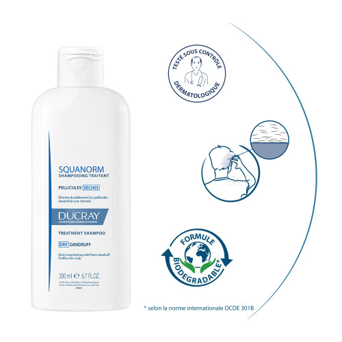 Ducray Squanorm 200ml - Shampooing Antipelliculaire Efficace