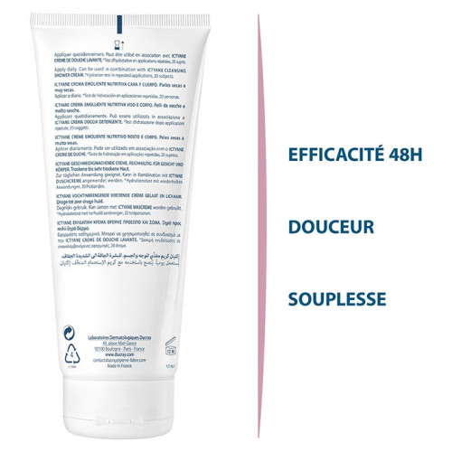 Ducray Ictyane Crème 200ml - Hydratation et Nutrition Intense