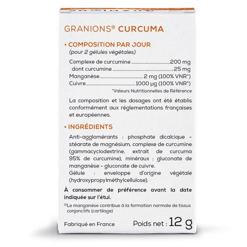 GRANIONS Curcuma 30 Gélules - Anti-inflammatoire Puissant